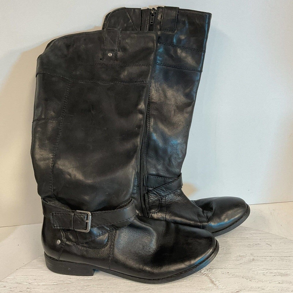 Marc Fisher Size 9.5 M Black MFarty Leather Knee High Boot RecycledFashion